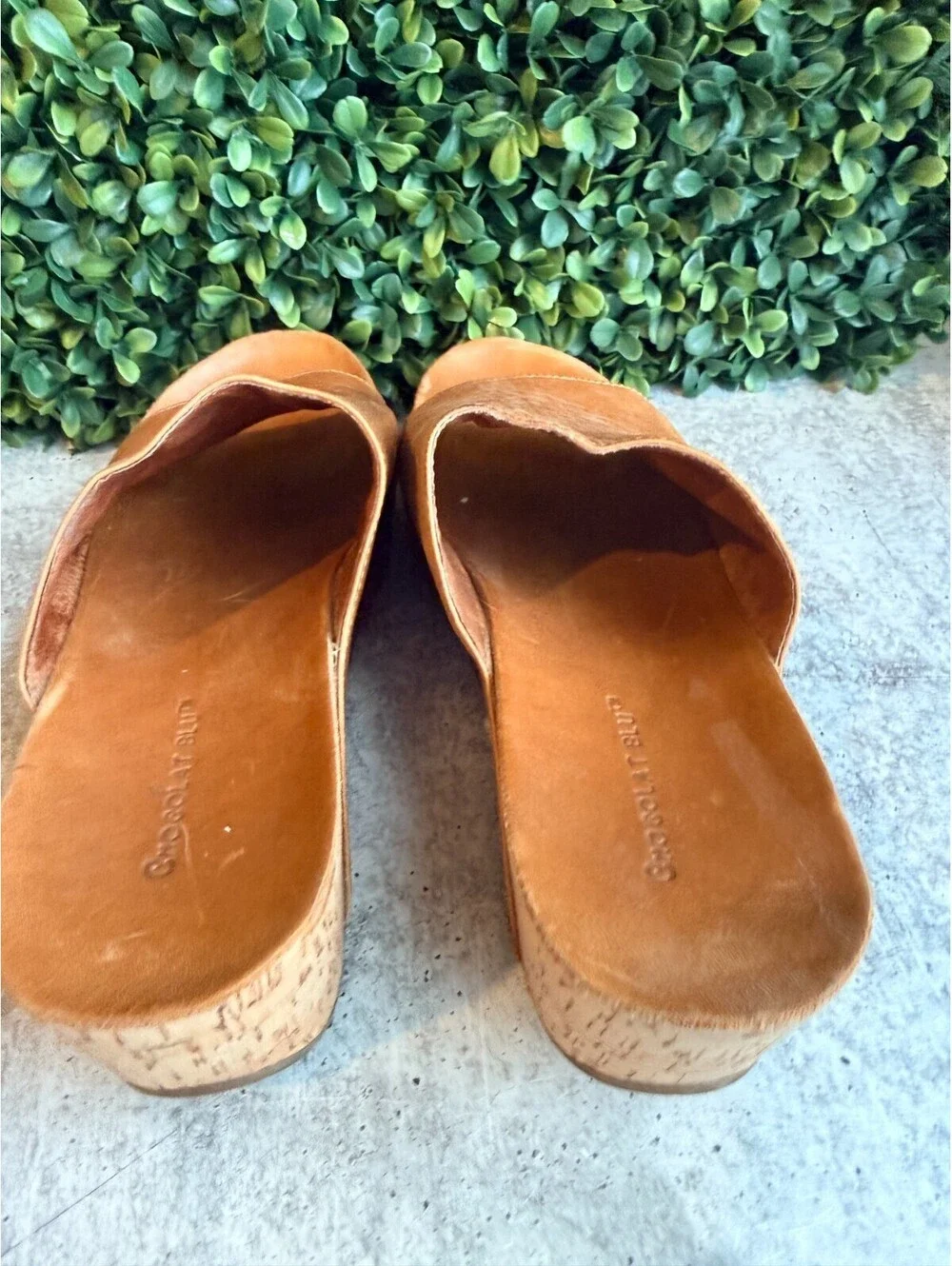 Chocolate Blu Manny Wedge Cord Platform Slides - Camel Brown - Size 8